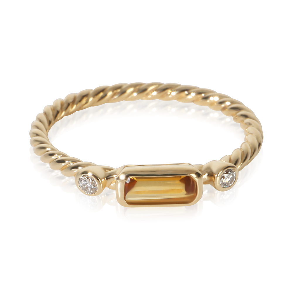 David Yurman Yellow Gold Citrine and Diamond Novella Ring